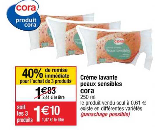 crème lavante peaux sensibles cora