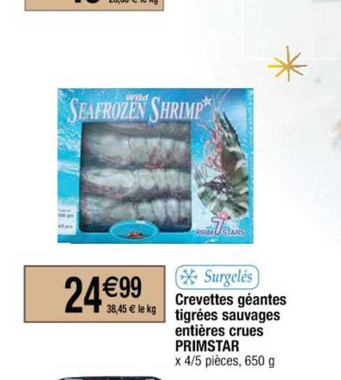 crevettes géantes tigrées sauvages entières crues primstar