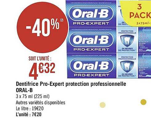 dentifrice pro-expert protection professionnelle oral-b