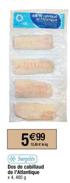 dos de cabillaud de l'atlantique