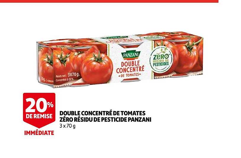 double concentré de tomates zéro résidu de pesticide panzani