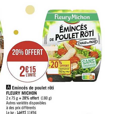émincés de poulet rôti fleury michon