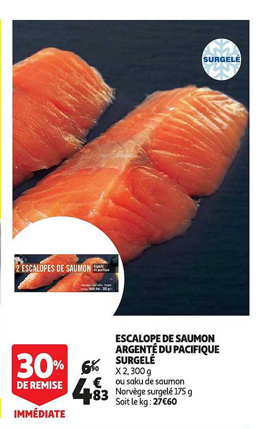 escalope de saumon argenté du pacifique surgelé
