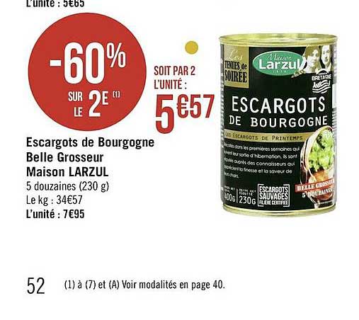 escargots de bourgogne belle grosseur maison larzul