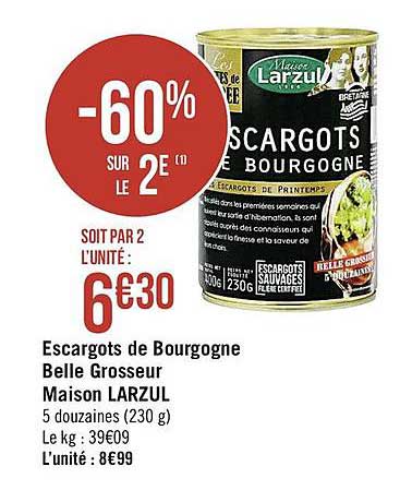 escargots de bourgogne belle grosseur maison larzul