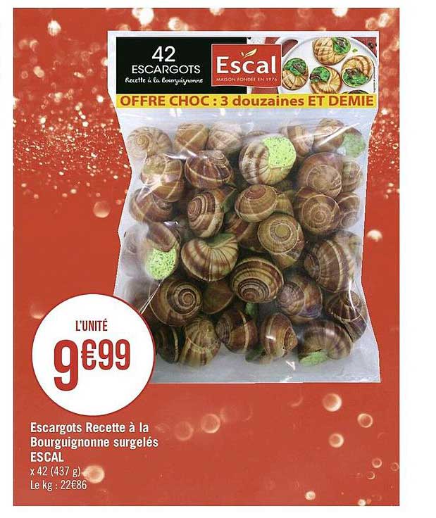 escargots recette à la bourguignonne surgelés escal