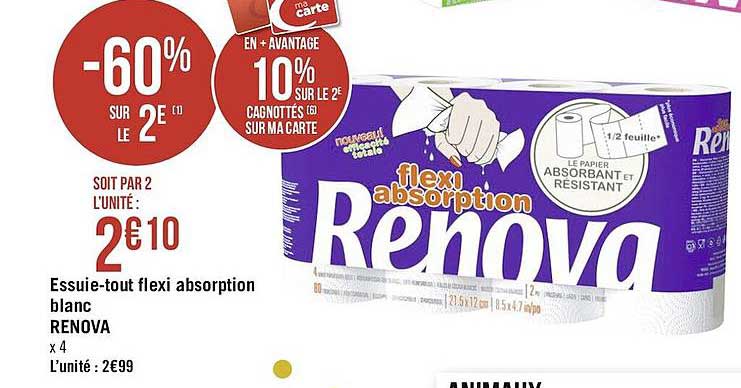 essuie-tout flexi absorption blanc renova