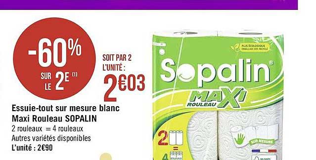 essuie-tout sur mesure blanc maxi rouleau sopalin