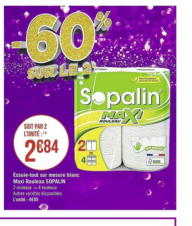 essuie-tout sur mesure blanc maxi rouleau sopalin