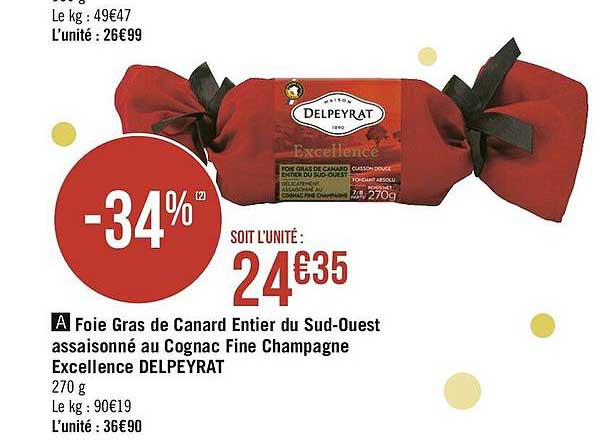 foie gras de canard entier du sud-ouest assaisonnée au cognac fine champagne excellence delpeyrat