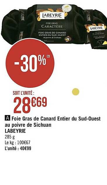 foie gras de canard entier du sud-ouest au poivre de sichuan labeyrie
