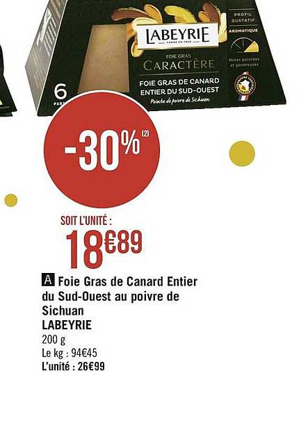 foie gras de canard entier du sud-ouest au poivre de sichuan labeyrie