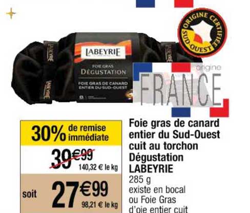 Foie Gras De Canard Entier Du Sud-ouest Cuit Au Torchon Dégustation Labeyrie