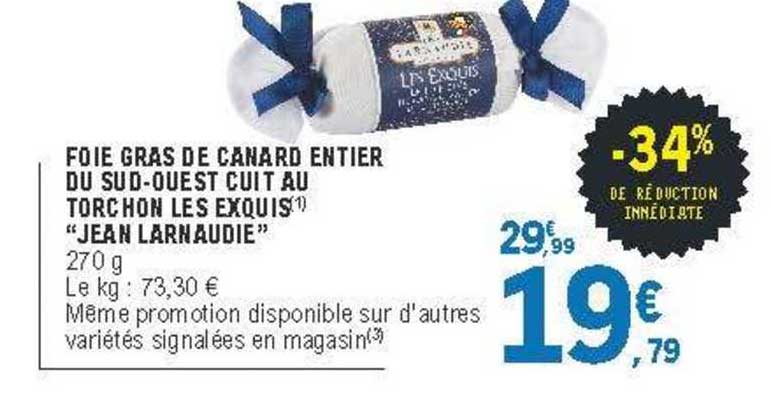 foie gras de canard entier du sud-ouest cuit au torchon les exquis "jean larnaudie"