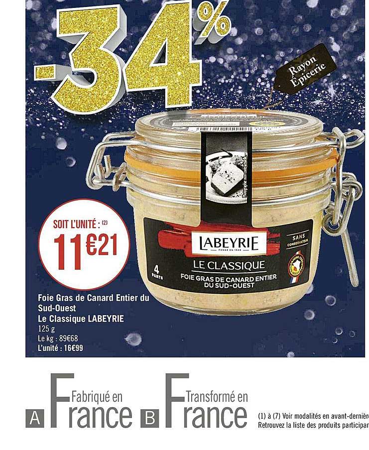 foie gras de canard entier du sud ouest le classique labeyrie