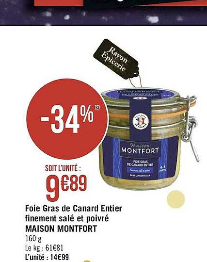 foie gras de canard entier finement salé et poivré maison montfort