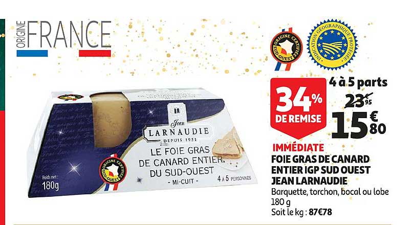 Foie Gras De Canard Entier Igp Sud Ouest Jean Larnaudie