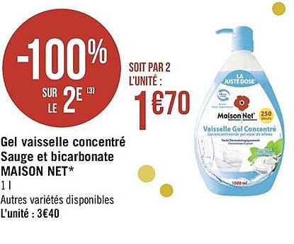 gel vaisselle concentré sauge et bicarbonate maison net
