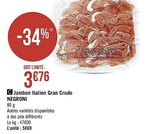 jambon italien gran crudo negroni