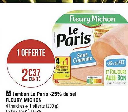 jambon le paris -25% de sel fleury michon