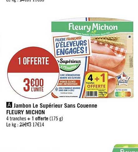 jambon le supérieur sans couenne fleury michon