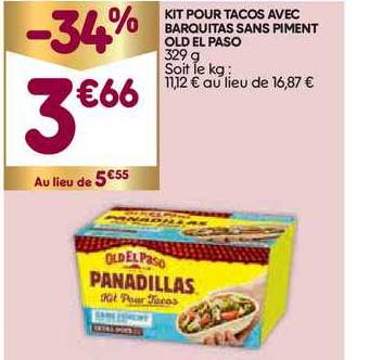 Kit Pour Tacos Avec Barquitas Sans Piment Old El Paso