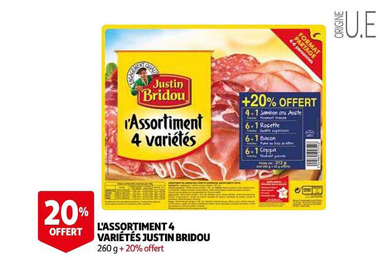 l'assortiment 4 variétés justin bridou
