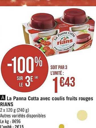 la panna cotta avec coulis fruits rouges rians