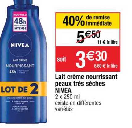 lait crème nourrissant peau très sèches nivea