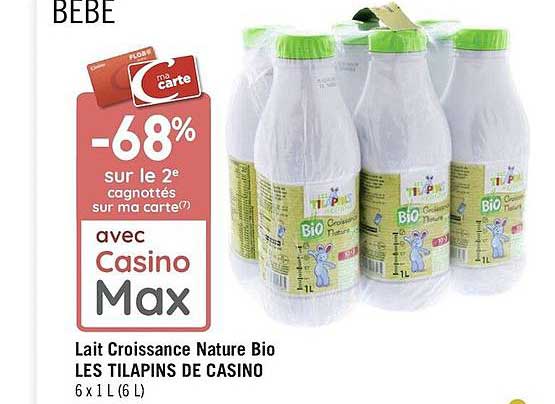 Lait Croissance Nature Bio Les Tilapins De Casino