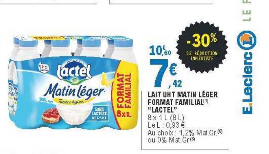 lait uht matin léger format familial "lactel"