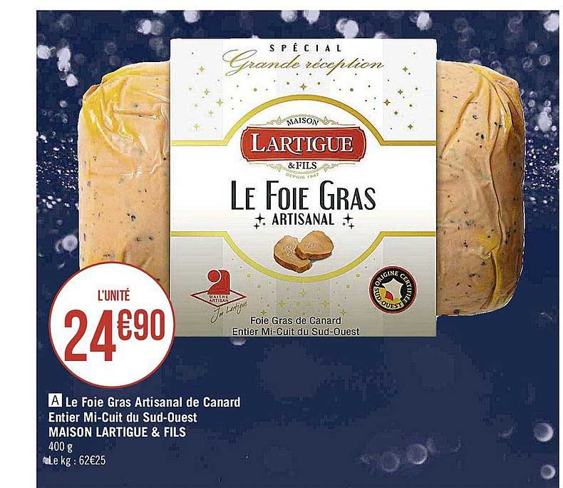 le foie gras artisanal de canard entier mi-cuit du sud-ouest maison lartigue & fils