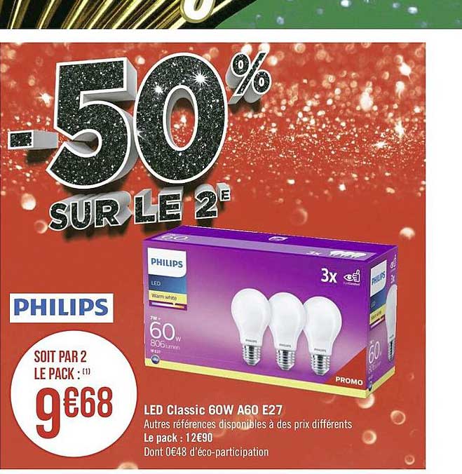 led classic 60w a60 e27 philips