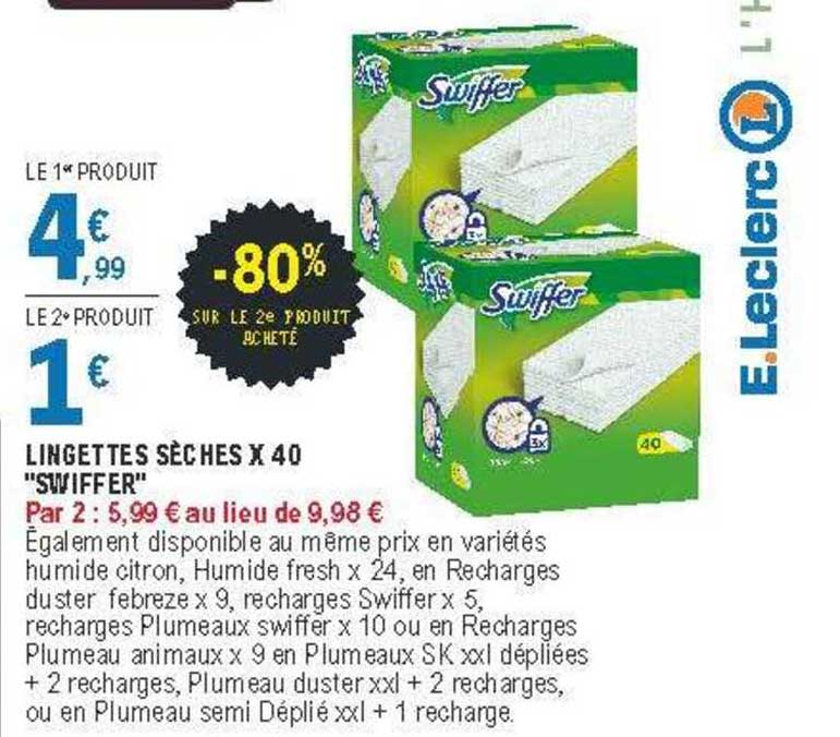lingettes sèches x40 "swiffer"