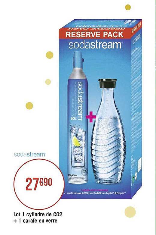 lot 1 cylindre de co2 + 1 carafe en verre sodastream