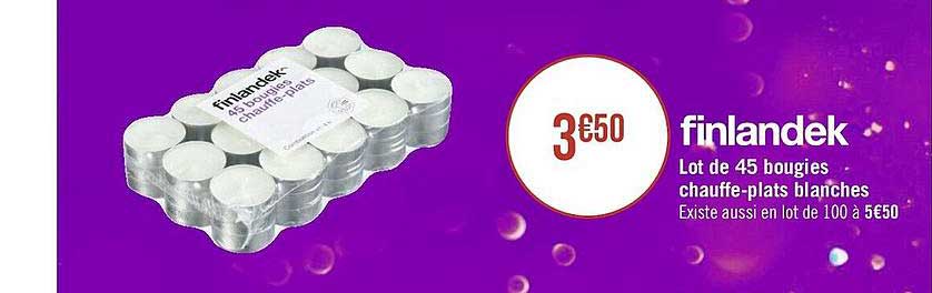 lot de 45 bougies chauffe plats blanches finlandek^