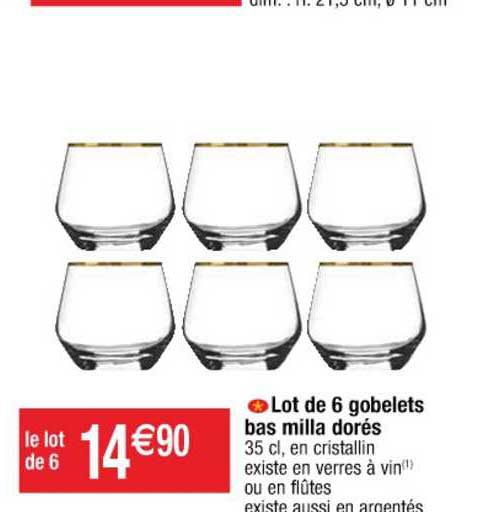 Lot De 6 Gobelets Bas Milla Dorés