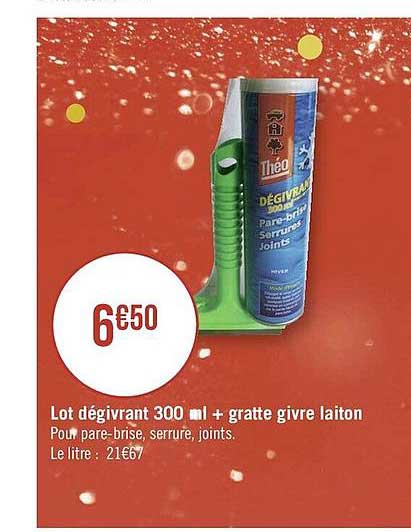 lot dégivrant 300 ml + gratte givre laiton
