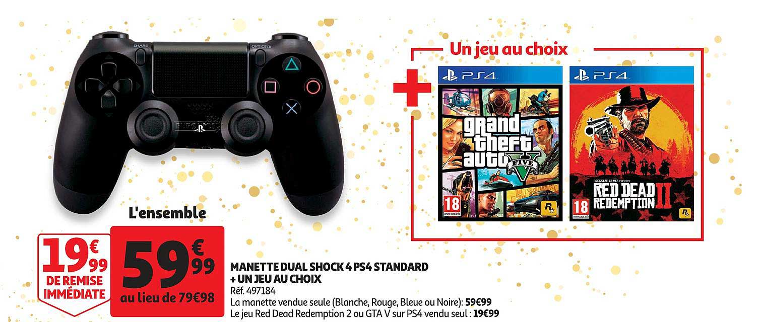 manette dual shock 4 ps4 standard + un jeu au choix