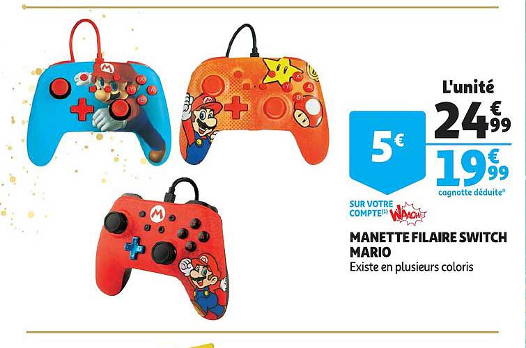 Manette Filaire Switch Mario