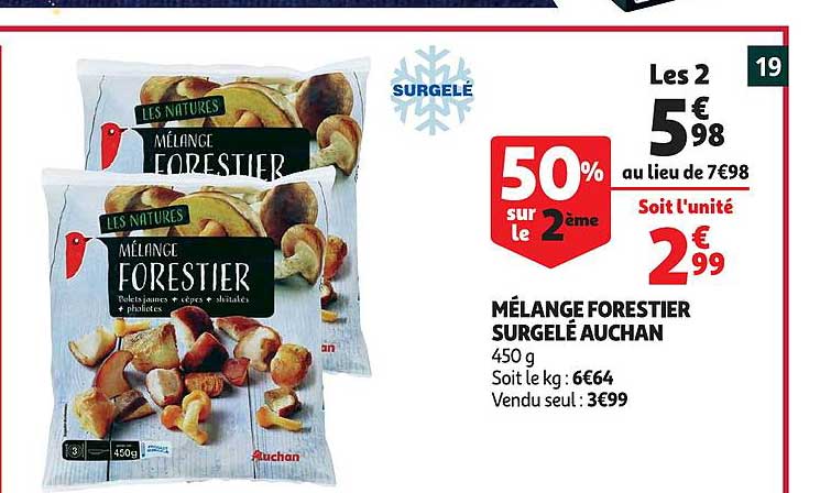 mélange forestier surgelé 50% sur le 2ème
