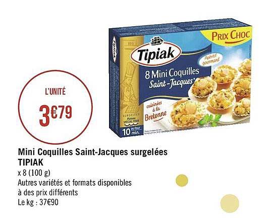 mini coquilles saint-jacques surgelées tipiak