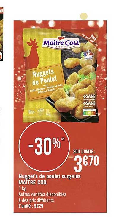 nugget's de poulet surgelés maître coq