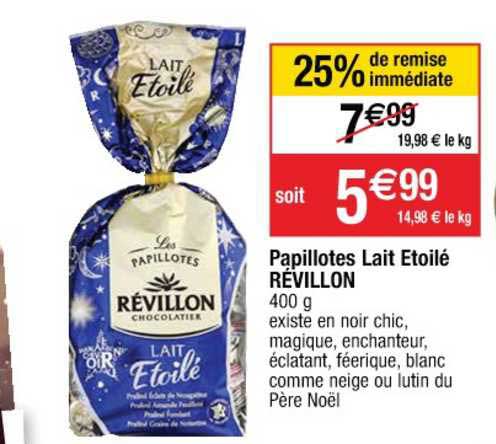 papillotes lait étoilé révillon