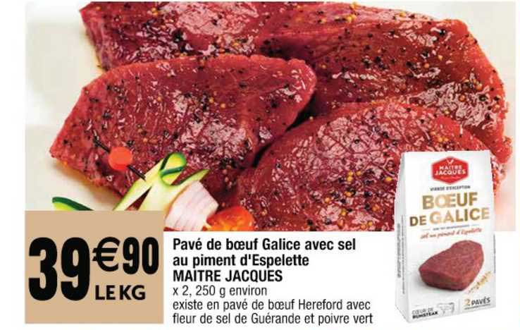pavé de bœuf galice avec sel au piment d'espelette maître jacques