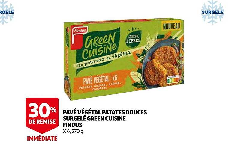 pavé végétal patates douces surgelé green cuisine findus 30% de remise immédiate
