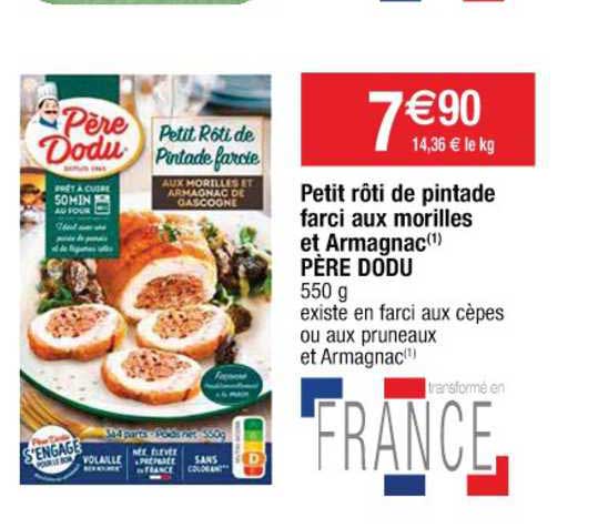 petit rôti de pintade farci aux morilles et armagnac père dodu