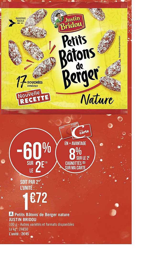 petits bâtons de berger nature justin bridou