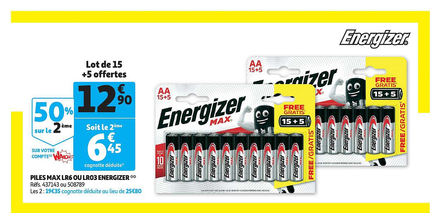 piles max lr6 ou lr03 energizer