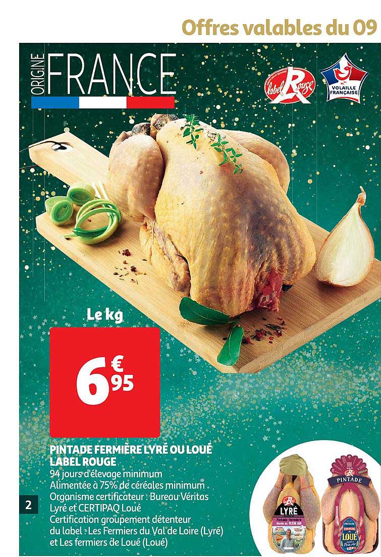 pintade fermière lyré ou loué label rouge